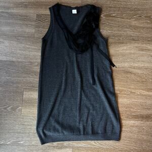 Vintage Nanette‎ Lepore Wool Silk Trim Dress with Floral Applique Neck